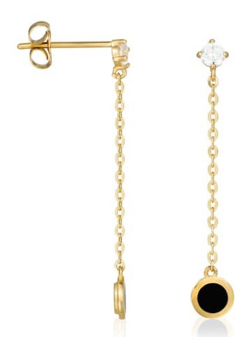 OR ÉCLAT Gouden oorstekers "Eclipse" met zirkonia's