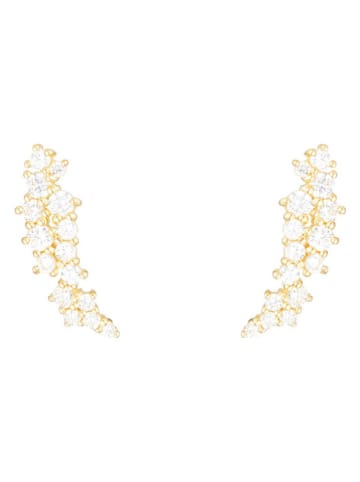 L instant d Or Gouden oorstekers "Fleurs scintillantes" met edelstenen