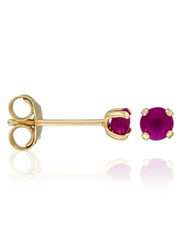 OR ÉCLAT Gouden oorstekers "Little red" met robijnen