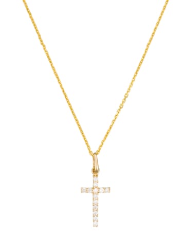 OR ÉCLAT Gouden hanger "Croix promise" met edelstenen