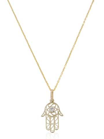 OR ÉCLAT Gouden hanger "Main de Fatima" met zirkonia