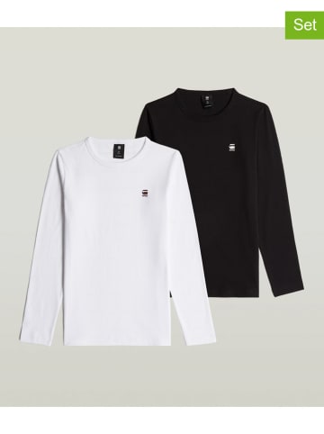 G-Star 2er-Set: Longsleeves in Weiß/ Schwarz