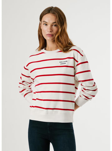 Pepe Jeans Sweatshirt "Bienna" in Creme/ Rot