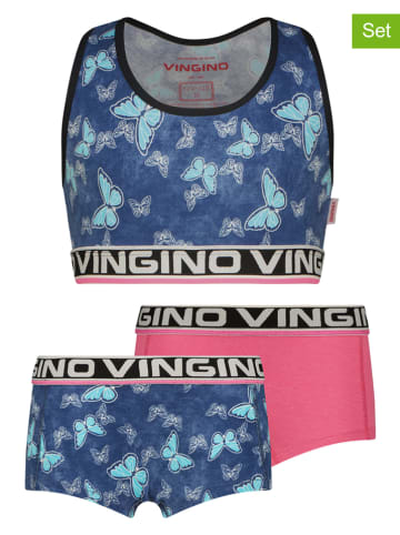 Vingino 3tlg. Wäsche-Set in Blau/ Pink