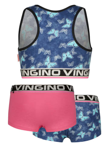 Vingino 3tlg. Wäsche-Set in Blau/ Pink