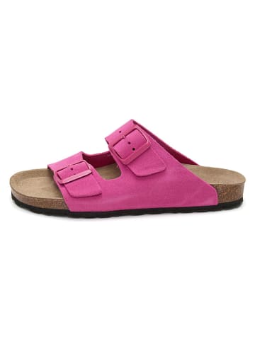 JOLANA & FENENA Leder-Pantoletten in Pink