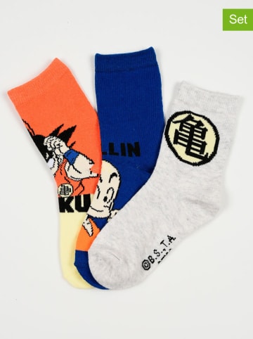 Dragon Ball 3er-Set: Socken "Dragon Ball" in Orange/ Blau/ Grau