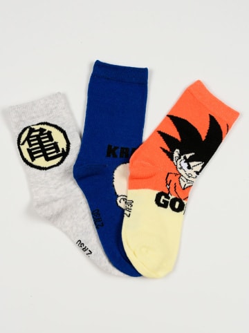 Dragon Ball 3er-Set: Socken "Dragon Ball" in Orange/ Blau/ Grau