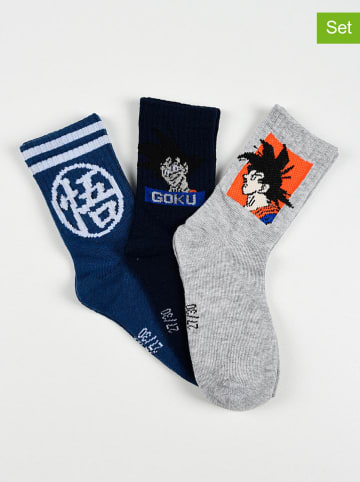 Dragon Ball Skarpety (3 pary) "Dragonball Z" w kolorze granatowo-szarym
