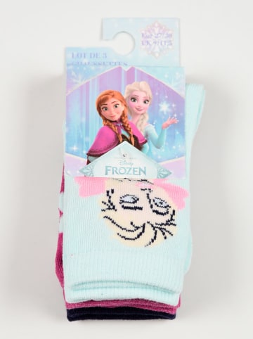 FROZEN 3er-Set: Socken "Frozen" in Türkis/ Pink/ Schwarz
