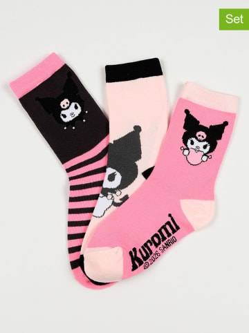 Sanrio Skarpety (3 pary) "Kuromi" w kolorze różowo-czarnym
