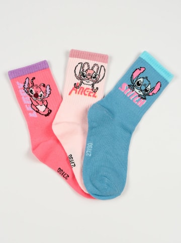 Lilo & Stitch 3er-Set: Socken "Lilo & Stitch" in Blau/ Rosa/ Pink