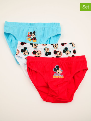 Disney Mickey Mouse Slipki (3 pary) "Myszka Miki" w kolorze błękitno-czerwonym ze wzorem