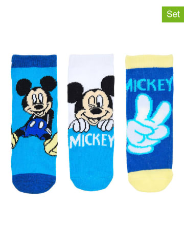 Disney Mickey Mouse Skarpety (3 pary) "Myszka Miki" w kolorze niebieskim