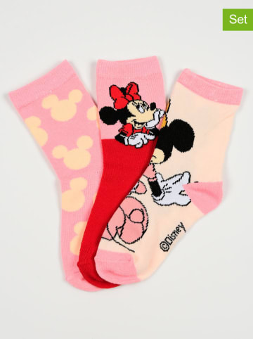 Disney Minnie Mouse 3er-Set: Socken "Minnie" in Rosa/ Rot