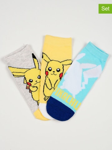 Pokémon 3er-Set: Socken "Pokémon" in Grau/ Gelb/ Hellblau