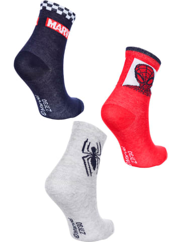 Spiderman Skarpety (3 pary) "Spider-Man" w kolorze szaro-granatowo-czerwonym