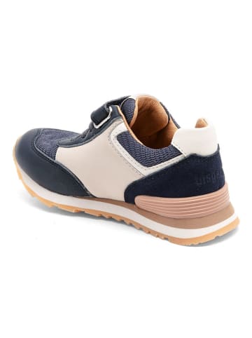 bisgaard Leder-Sneakers "Walde" in Dunkelblau/ Creme