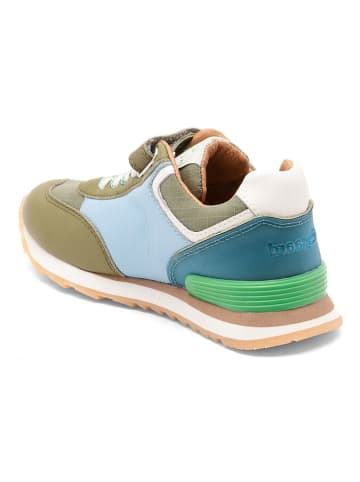 bisgaard Leder-Sneakers "Walde" in Khaki/ Hellblau