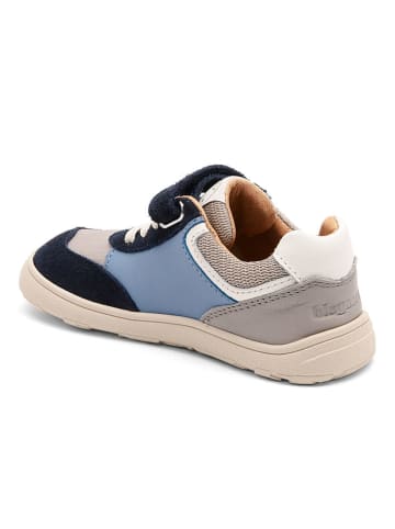 bisgaard Skórzane buty barefoot "Yuki" w kolorze szaro-błękitnym