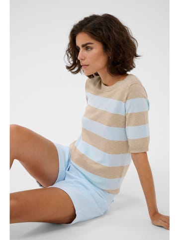Kaffe Trui beige/lichtblauw