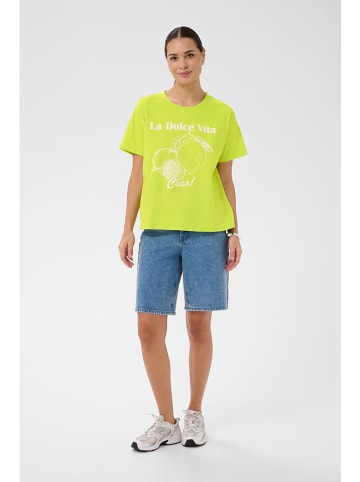 Kaffe Shirt in Limette/ Weiß