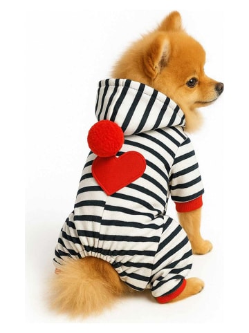 Paws&Whiskers Hundejumpsuit in Dunkelblau/ Rot/ Creme