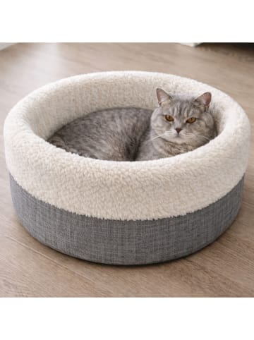 Paws&Whiskers Katzenbett ''Pofito'' in Creme/ Dunkelgrau - (H)22 x Ø 50 cm