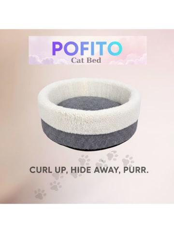 Paws&Whiskers Katzenbett ''Pofito'' in Creme/ Dunkelgrau - (H)22 x Ø 50 cm