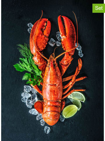 Egeria 2er-Set: Geschirrtücher "Lobster" in Schwarz/ Rot/ Grün