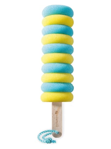 Donkey Afwasspons "Crazy Curls" turquoise/geel - (B)6 x (H)26 x (D)6 cm