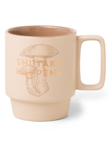 DESIGNWORKS INK ® Koffiekop "Shitake Happens" beige - 355 ml
