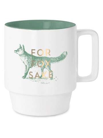 DESIGNWORKS INK ® Koffiekop "For Fox" wit/groen - 355 ml