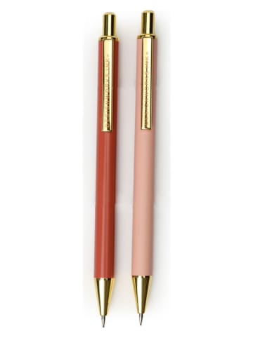 DESIGNWORKS INK ® Ołówki (2 szt.) w kolorze jasnoróżowo-czerwonym - dł. 13,9 cm