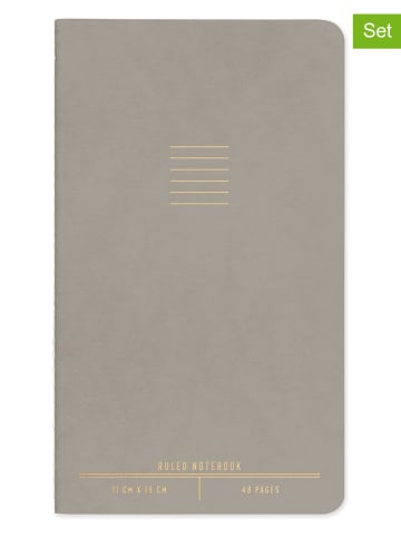 DESIGNWORKS INK ® 2er-Set: Notizbücher "Mini" in Taupe - (B)11 x (H)19 cm