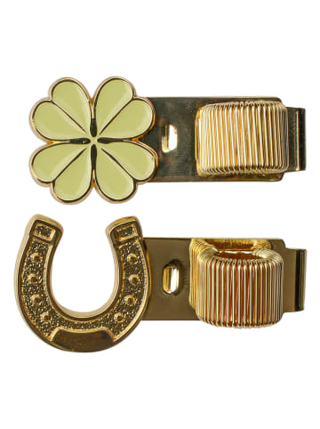 DESIGNWORKS INK ® 2-delige set: penclips "Lucky Charms" goudkleurig