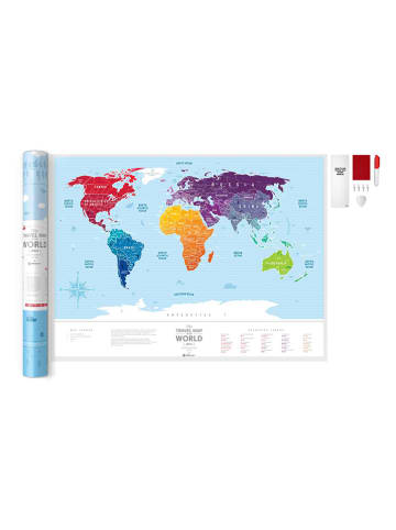1dea.me Plakat "Silver World" w kolorze błękitnym do zdrapywania - 80 x 60 cm
