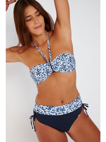 Livia Monte-Carlo Bikini-Hose "Hinoki" in Dunkelblau/ Blau/ Weiß