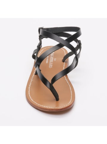 Les BAGATELLES Leder-Zehensandalen "Union" in Schwarz