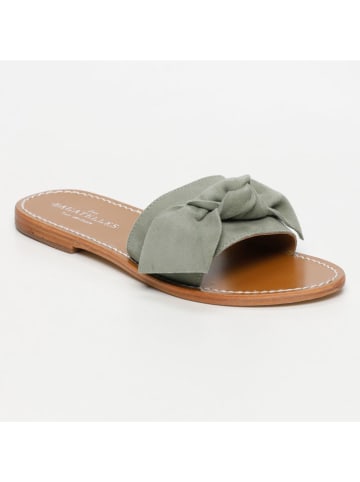 Les BAGATELLES Leder-Pantoletten "Westchester" in Khaki