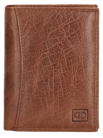 DOUBLE-D Leren portemonnee lichtbruin - (B)9 x (H)12 x (D)2 cm