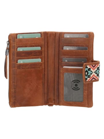 micmacbags Leren portemonnee lichtbruin - (B)17 x (H)10 x (D)3 cm