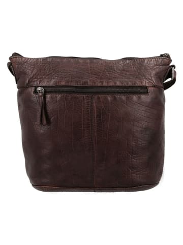 HIDE & STITCHES Leder-Umhängetasche in Braun - (B)29 x (H)24 x (T)10 cm