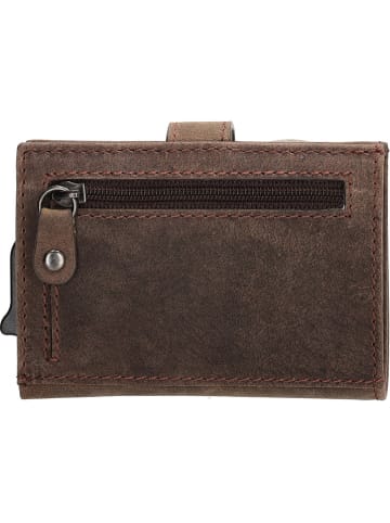 HIDE & STITCHES Leren portemonnee "Idaho" donkerbruin - (B)10 x (H)8 x (D)1,5 cm