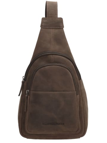 HIDE & STITCHES Leren schoudertas bruin - (B)18 x (H)33 x (D)8,5 cm