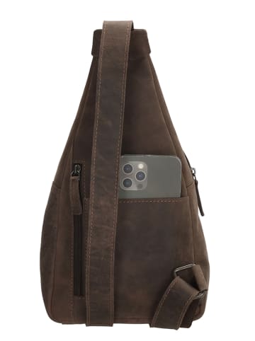 HIDE & STITCHES Leder-Umhängetasche in Braun - (B)18 x (H)33 x (T)8,5 cm