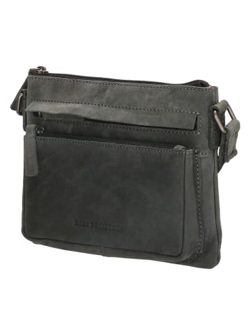 HIDE & STITCHES Leren schoudertas antraciet - (B)23 x (H)17 x (D)5 cm