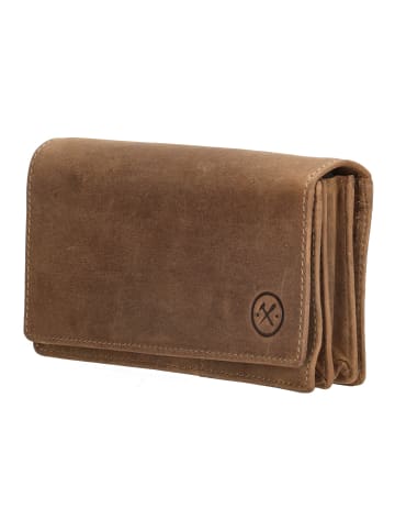 HIDE & STITCHES Leren portemonnee lichtbruin - (B)15,3 x (H)9 x (D)3 cm