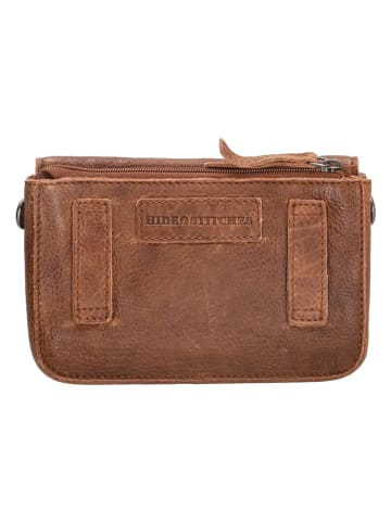 HIDE & STITCHES Leder-Handytasche in Cognac - (B)18 x (H)11 x (T)5 cm