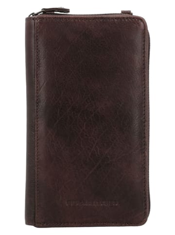 HIDE & STITCHES Leren smartphonetas "Paint Rock" donkerbruin - (B)11 x (H)19 x (D)3 cm